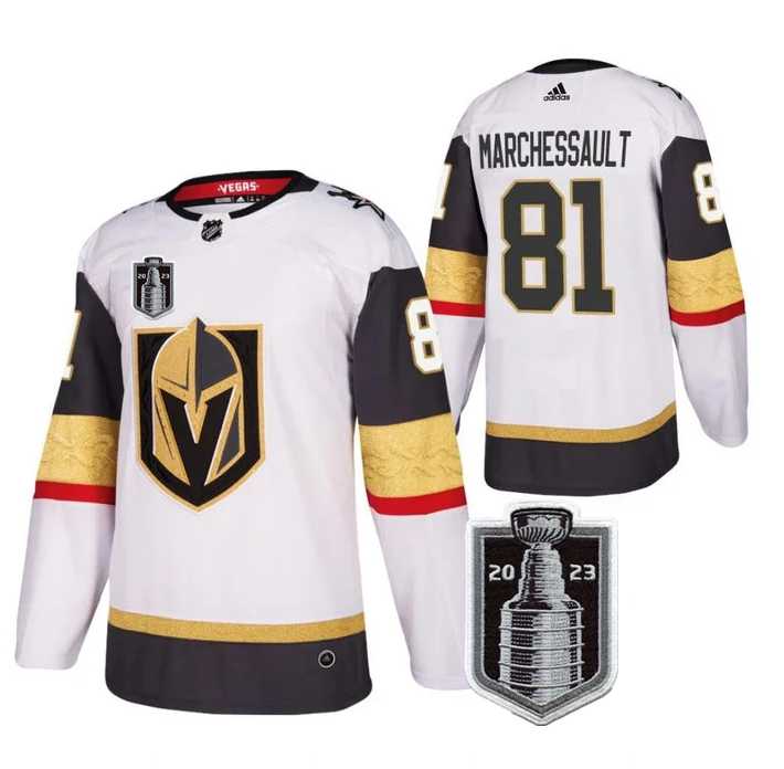 Mens Vegas Golden Knights #81 Jonathan Marchessault White 2023 Stanley Cup Final Stitched Jersey Dzhi->vegas golden knights->NHL Jersey